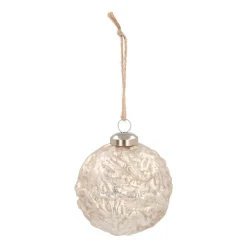 Unique Glass Christmas Bauble With Pattern 8 Cm Champagne
