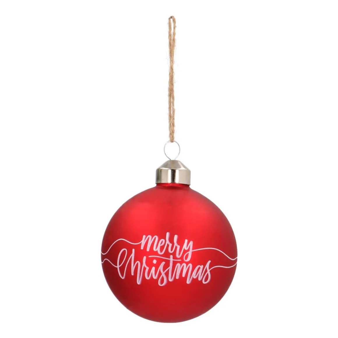 Unique Glass Christmas Bauble "Merry Christmas" 8cm Red