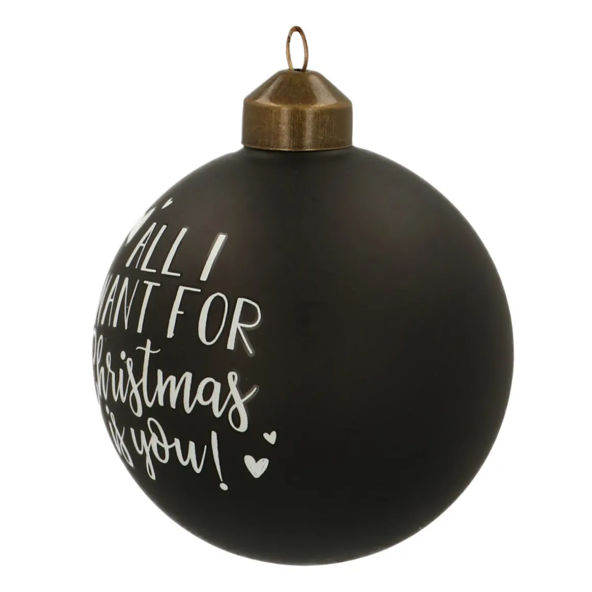 Unique Glass Christmas Bauble "All I Want For Christmas" 8cm Black
