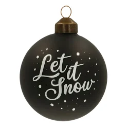 Unique Glass Christmas Bauble "Let It Snow" 8cm Black