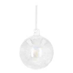 Unique Glass Christmas Bauble Wire Mesh 8cm Transparent