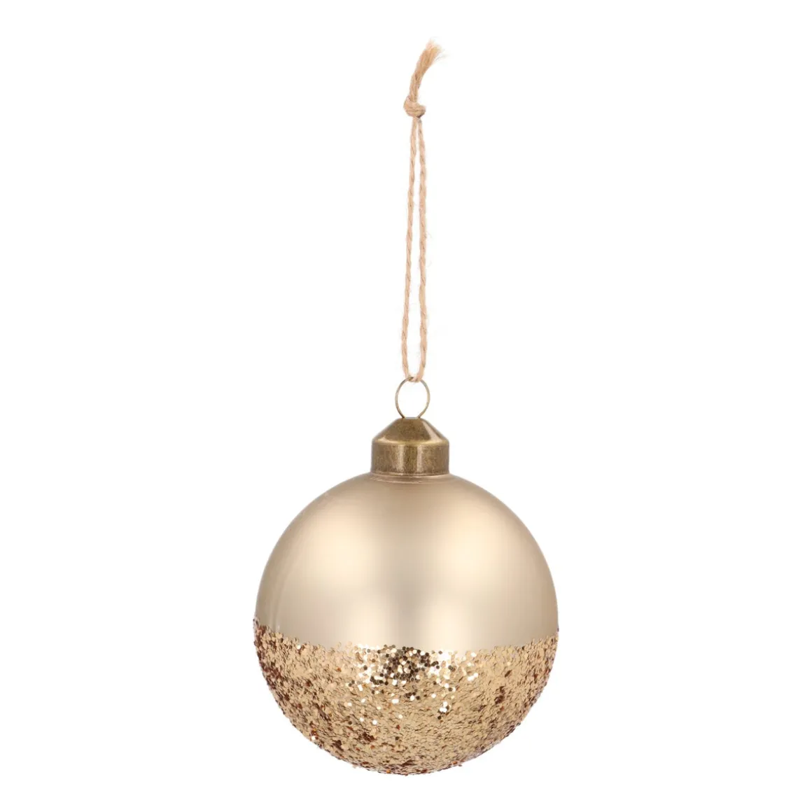 Unique Glass Christmas Bauble Golden Dip 8cm Taupe