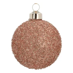 Unique Glass Christmas Bauble Glitter 8cm Copper