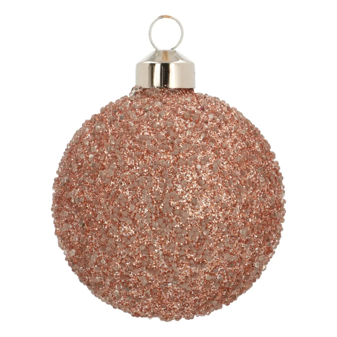 Unique Glass Christmas Bauble Glitter 8cm Copper