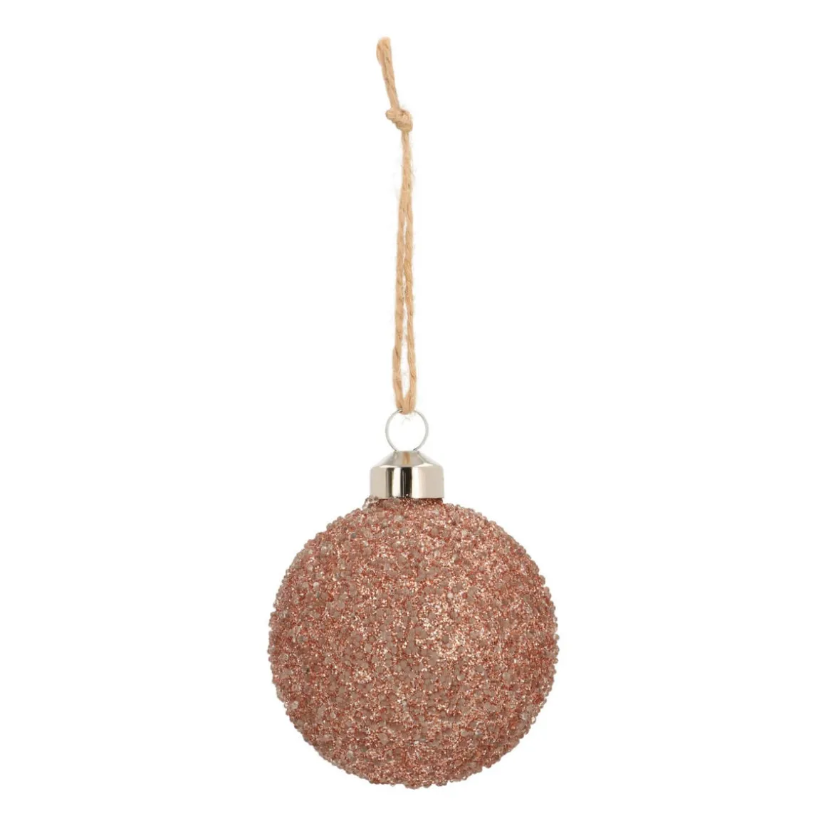 Unique Glass Christmas Bauble Glitter 8cm Copper