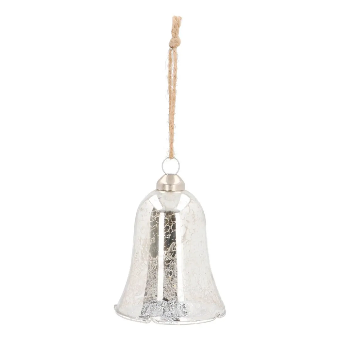 Unique Glass Christmas Bell 7 Cm Antique Silver
