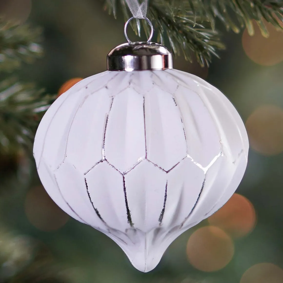 Unique Glass Onion Geometric 8 Cm White