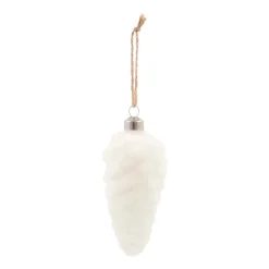 Unique Glass Pine Cone 12 Cm White