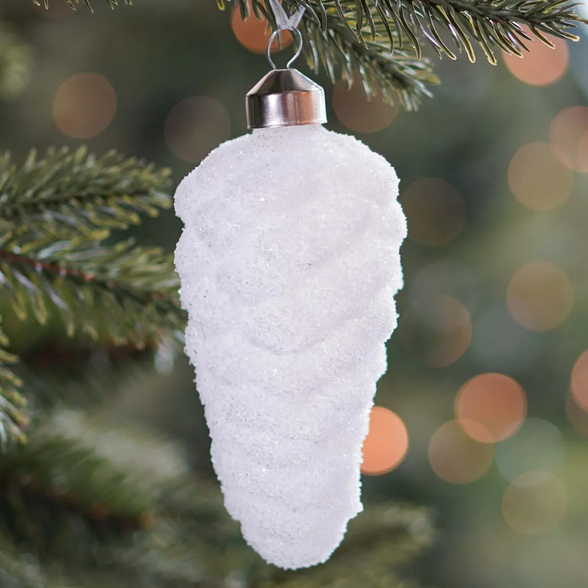 Unique Glass Pine Cone 12 Cm White