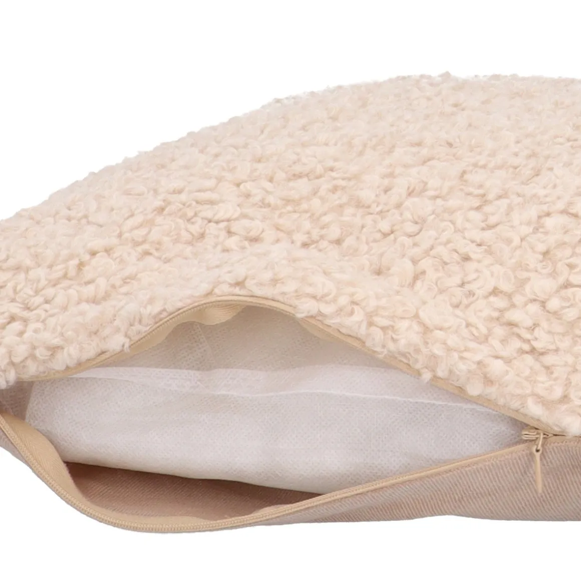Warm Beige Teddy Throw Pillow