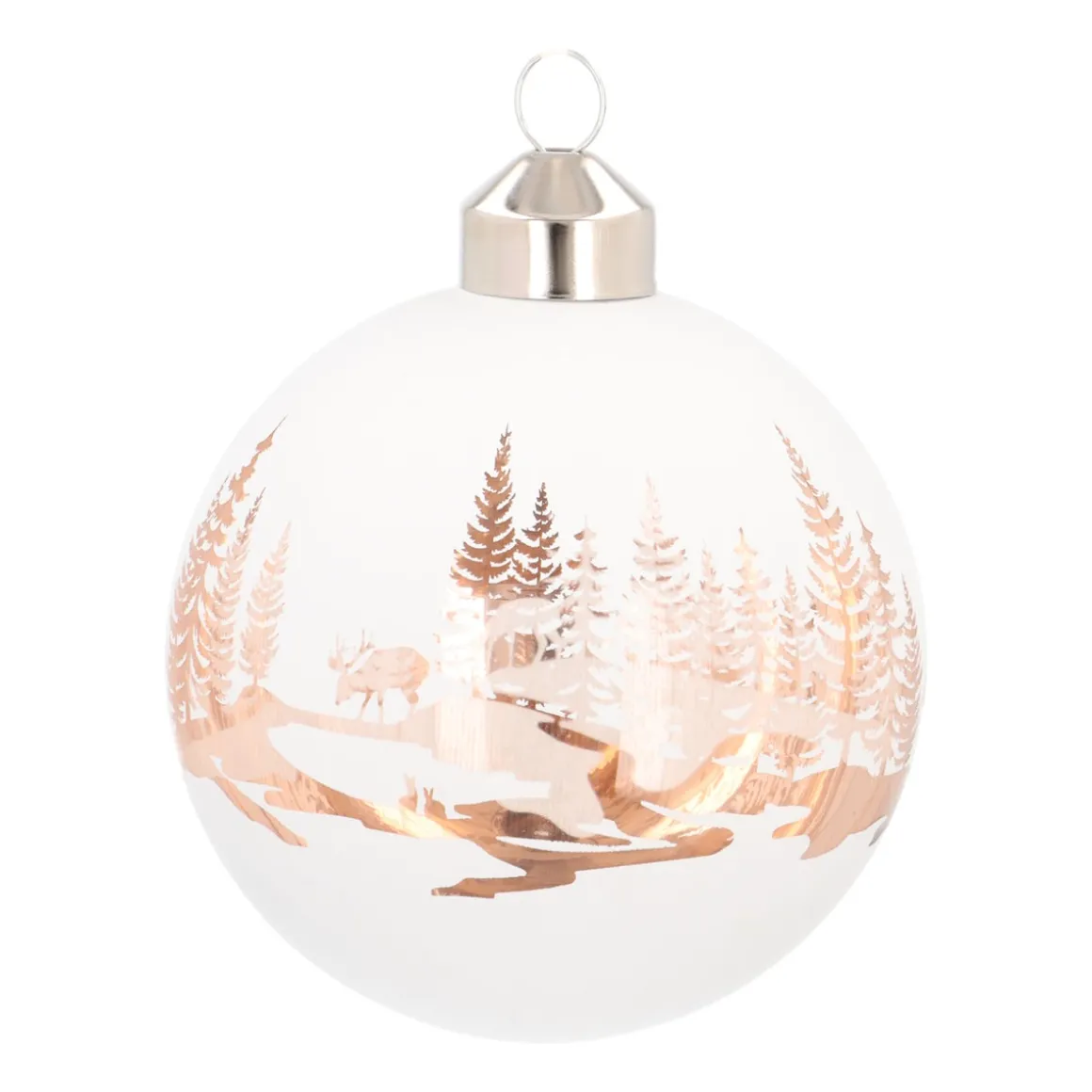 White Christmas Bauble With Cut-Out Winter Scene