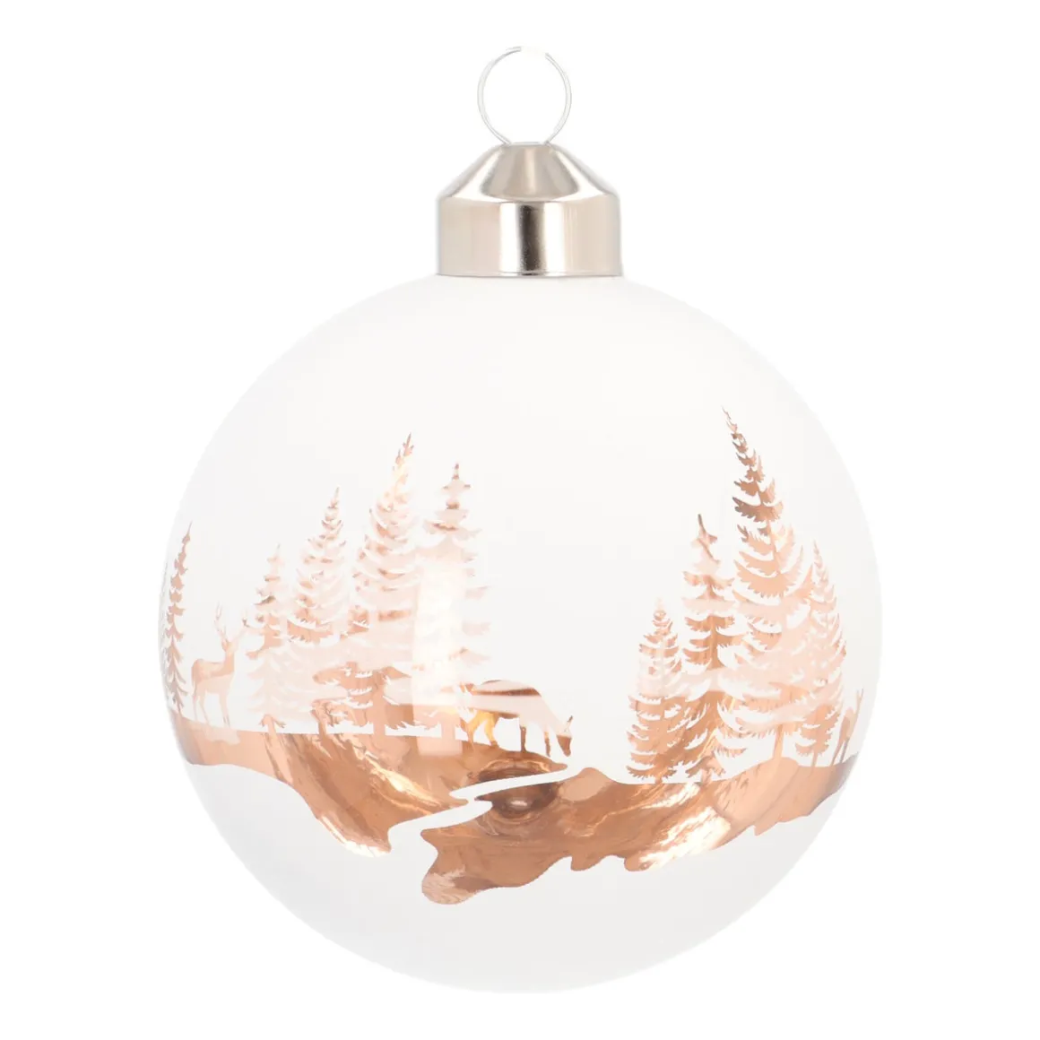 White Christmas Bauble With Cut-Out Winter Scene