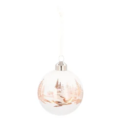 White Christmas Bauble With Cut-Out Winter Scene