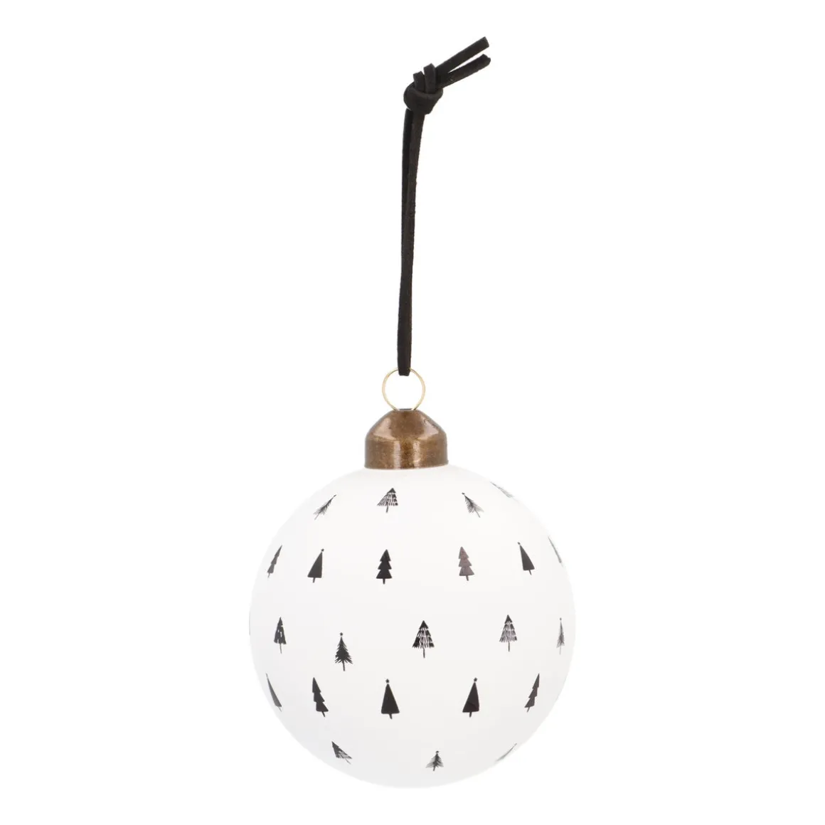 White Christmas Bauble With Cut-Out Trees