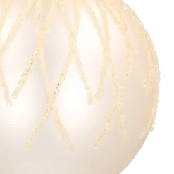White Christmas Bauble With Dewdrop Stripes