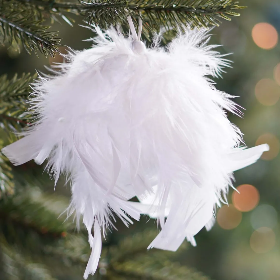 White Feather Bauble | 8 Cm
