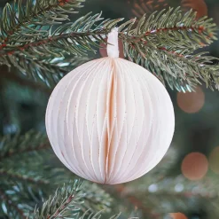 White Paper Christmas Bauble 8 Cm