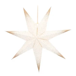 White Paper Star Lantern With Golden Glitters 45 Cm