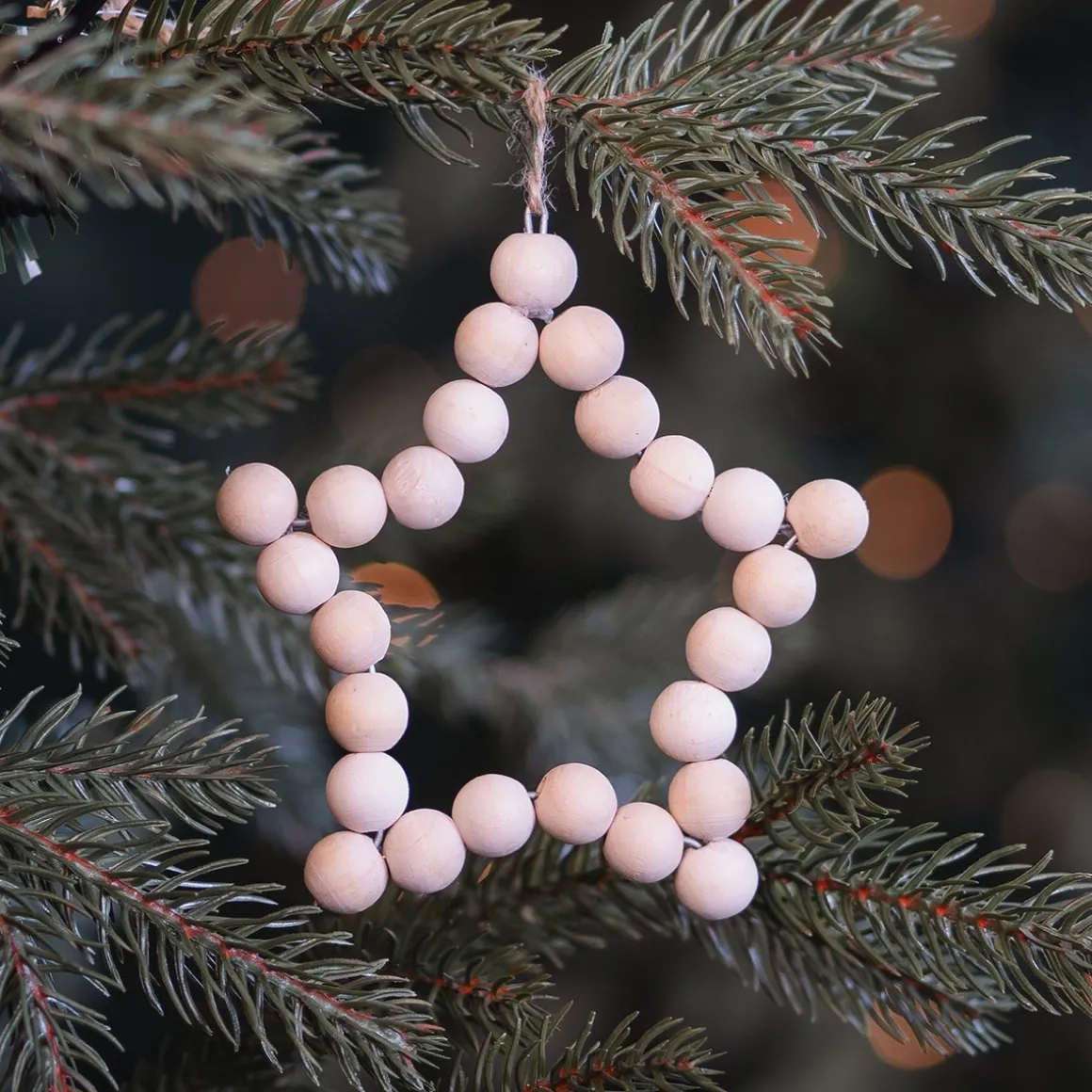 Wooden Bead Star Christmas Ornament