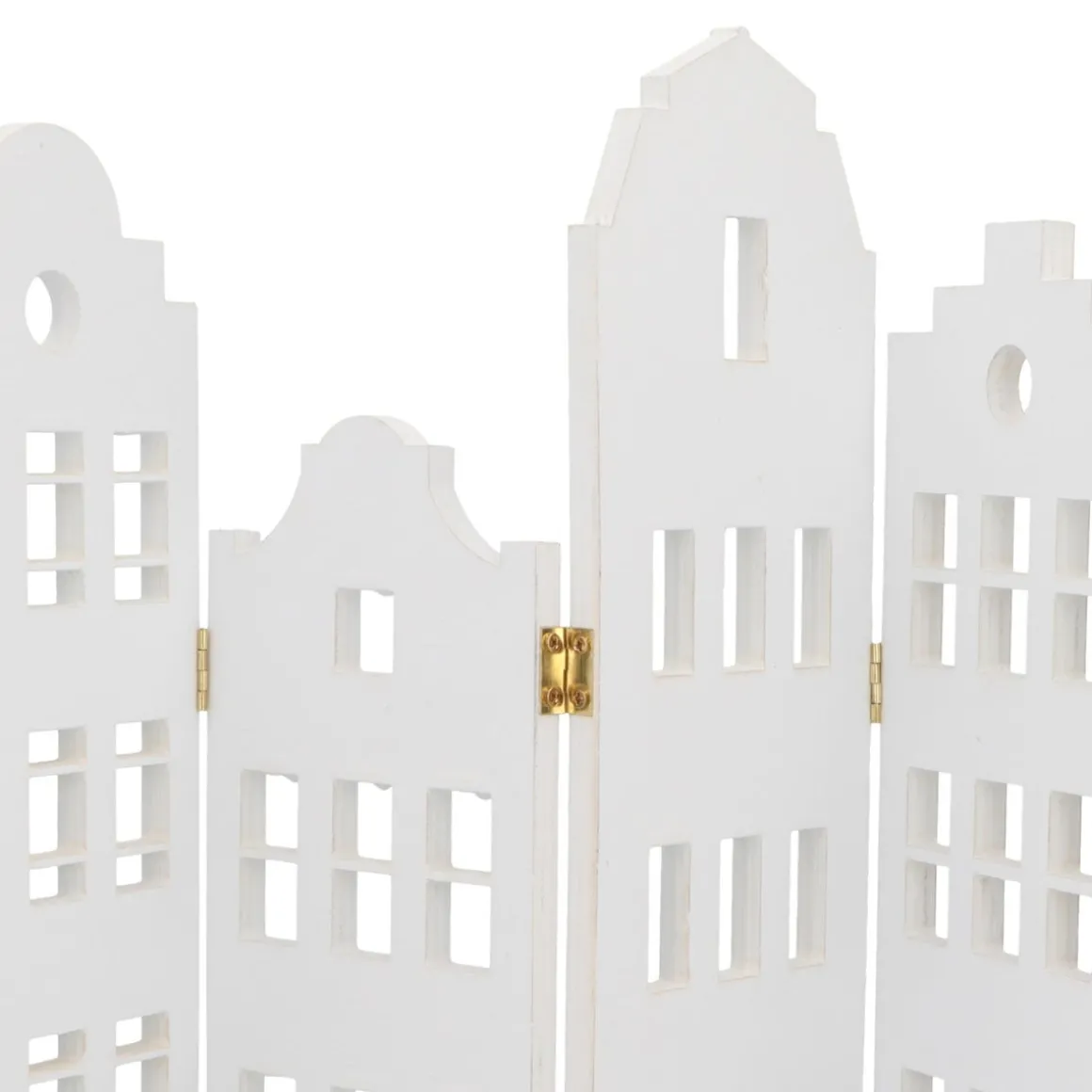 Wooden Row Of Houses With Golden Hinges