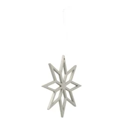 Wooden Star Ornament | Silver | 12 Cm