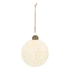 Wool White Christmas Bauble With Pearl Branches