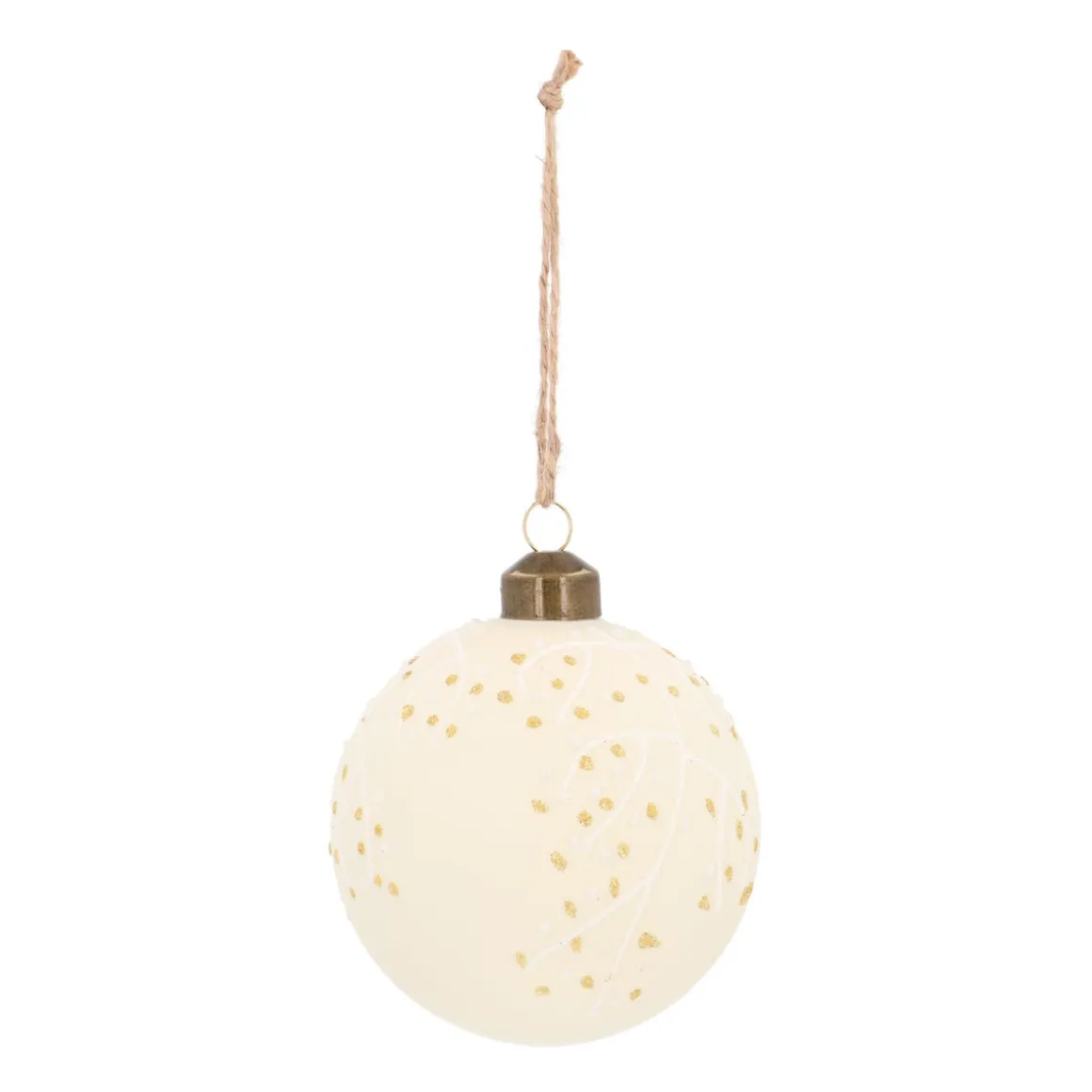 Wool White Christmas Bauble With Pearl Branches
