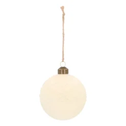 Wool White Christmas Bauble With Wavy Glitters