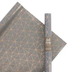 Wrapping Paper Geometric Matte Gray - Rose Gold 200x70 Cm