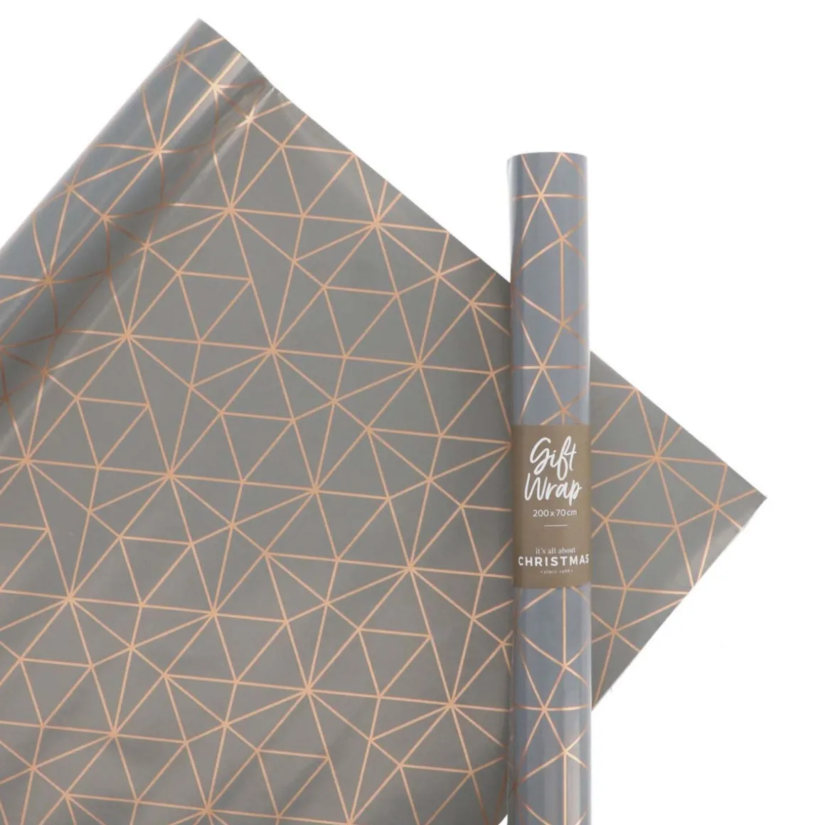 Wrapping Paper Geometric Matte Gray - Rose Gold 200x70 Cm